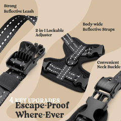 Rabbitgoo cat harness neck buckle easy-on/off for stress-free wearing