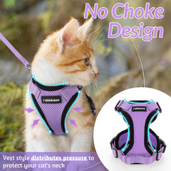 Rabbitgoo cat harness vest design reduces neck pressure for comfort