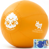 Race&Herd 22in XXL Herding Ball yellow closeup shows durable rubber texture for tough chewers.