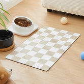 Ralxion checkered dog feeding mat absorbs spills and keeps floors dry.
