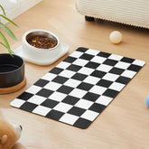 Ralxion Checkered Dog Feeding Mat front view with anti-slip backing keeps floors clean.
