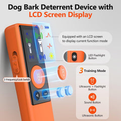 RALYUNI ultrasonic bark deterrent LCD display shows mode and battery status