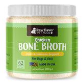 Raw Paws bone broth powder pour boosts flavor and nutrition for dogs and cats.