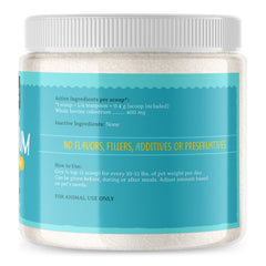Raw Paws bovine colostrum being poured for dogs, easy serving