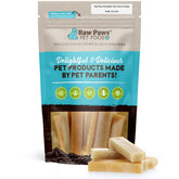 Raw Paws Himalayan Yak Chews packaging shows all-natural, long-lasting dog treats
