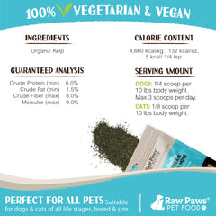 Raw Paws Kelp Powder whisked into meals to support digestion and flavor