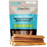 Raw Paws Standard Bully Sticks pack shot showing long-lasting chews for small dogs.