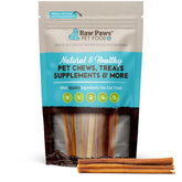 Raw Paws Thin Bully Sticks 6 inch for small dogs—long-lasting chew for puppies.