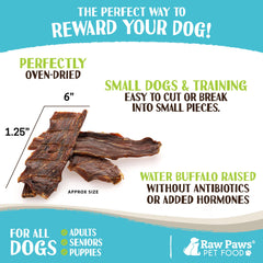 Buffalo meat from free-range buffalo used in Raw Paws jerky for dogs