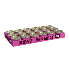 Rawz canned cat food label shows BPA-free and gum-free formula for safety.