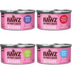 RAWZ kitten pate chicken can highlights chicken as first ingredient for kitten meals