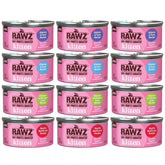 RAWZ kitten pate salmon can close-up showing real fish first ingredient for kittens