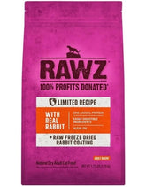 Rawz Real Rabbit dry kibble close-up showing crunchy texture cats may enjoy.