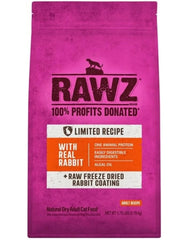 Rawz Real Rabbit dry kibble close-up showing crunchy texture cats may enjoy.