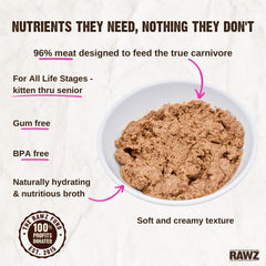 Rawz serving bowl with silky pate appealing to cats.