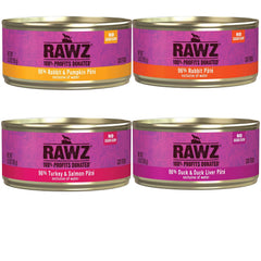 Rawz Turkey and Salmon pate can closeup with real meat first ingredient.