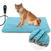 RC SLL dog heating pad with thermostat control showing adjustable warmth for pets