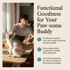 Real Mushrooms Pet Defenders QRill Pet krill meal adds marine nutrition to daily routines.