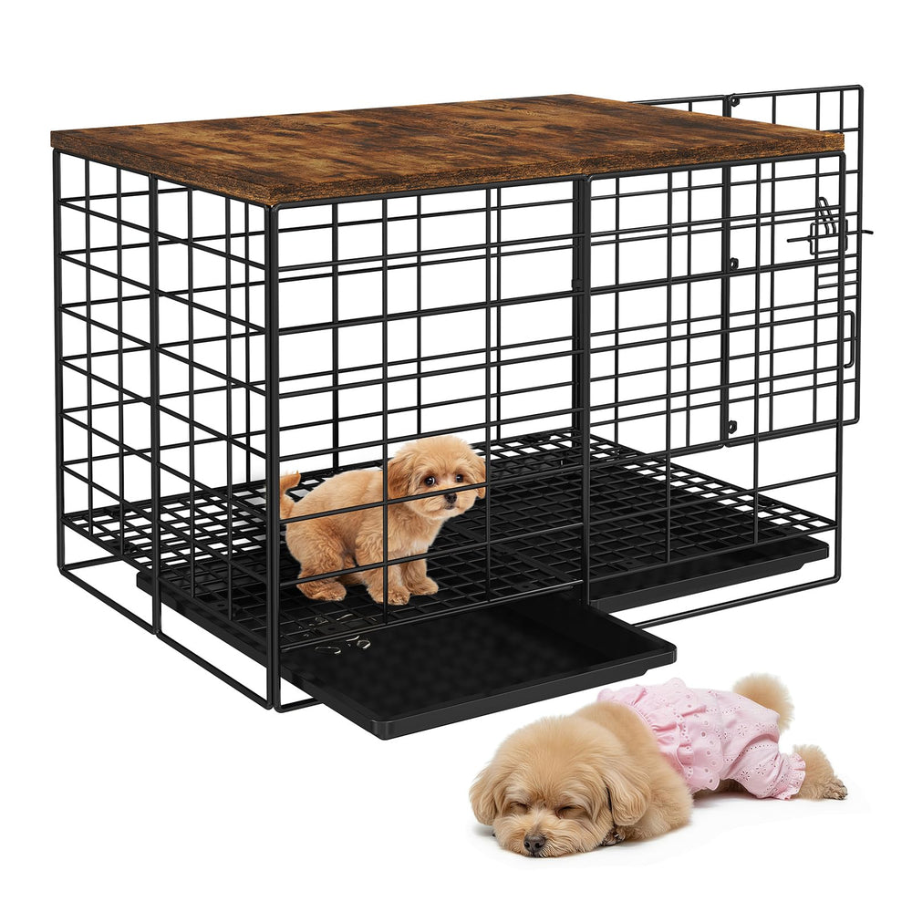 Rechgosh 24-inch dog crate with wooden top offers stylish storage for small dogs