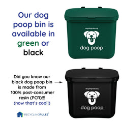 Recycling Rules green wastebasket mounted on a fence for convenient placement.