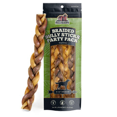 Redbarn braided bully sticks, 8-12 inches, long lasting chews for medium and large dogs.