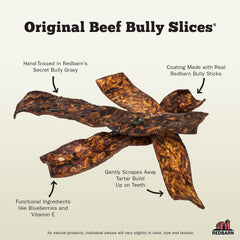 Redbarn Bully Slices gravy-coated chew close-up for irresistible flavor.