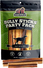 Redbarn bully sticks 4-5 inch for small dogs, long-lasting chews that support dental health.