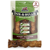 Redbarn Dur-A-Bulls 3 braids Hickory front view, long-lasting chew