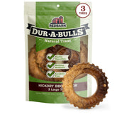 Redbarn Dur-a-Bulls three large tires with hickory flavor for lasting chewing