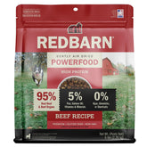 Redbarn Powerfood Air Dried Dog Food beef bag highlights premium protein for active dogs