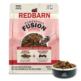 Redbarn Powerfood Fusion bag front highlights premium dry dog food for all life stages