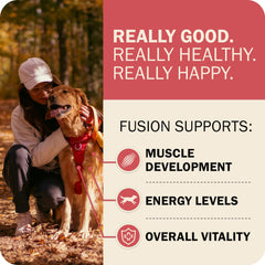 Redbarn Powerfood Fusion Whole Grain Land Beef Lamb label highlights complete nutrition