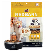 Redbarn Powerfood cat food bag front highlights real chicken for protein-rich nutrition.