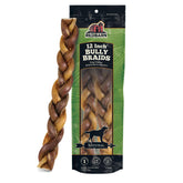 Redbarn premium braided bully sticks 12in for dogs, long-lasting entertainment during chew sessions.
