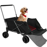 REDCAMP folding dog wagon with extendable rear—easy pet transport on the go.