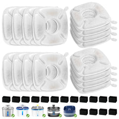 Redoso 16-pack carbon replacement filters for Veken Bellflower fountain improve water clarity.