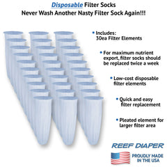 Reef Diaper disposable filter sock close-up, pleated design for high filtration capacity