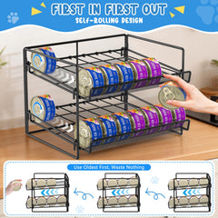 REFLYING adjustable width can organizer adapts to tall and short cans for flexibility