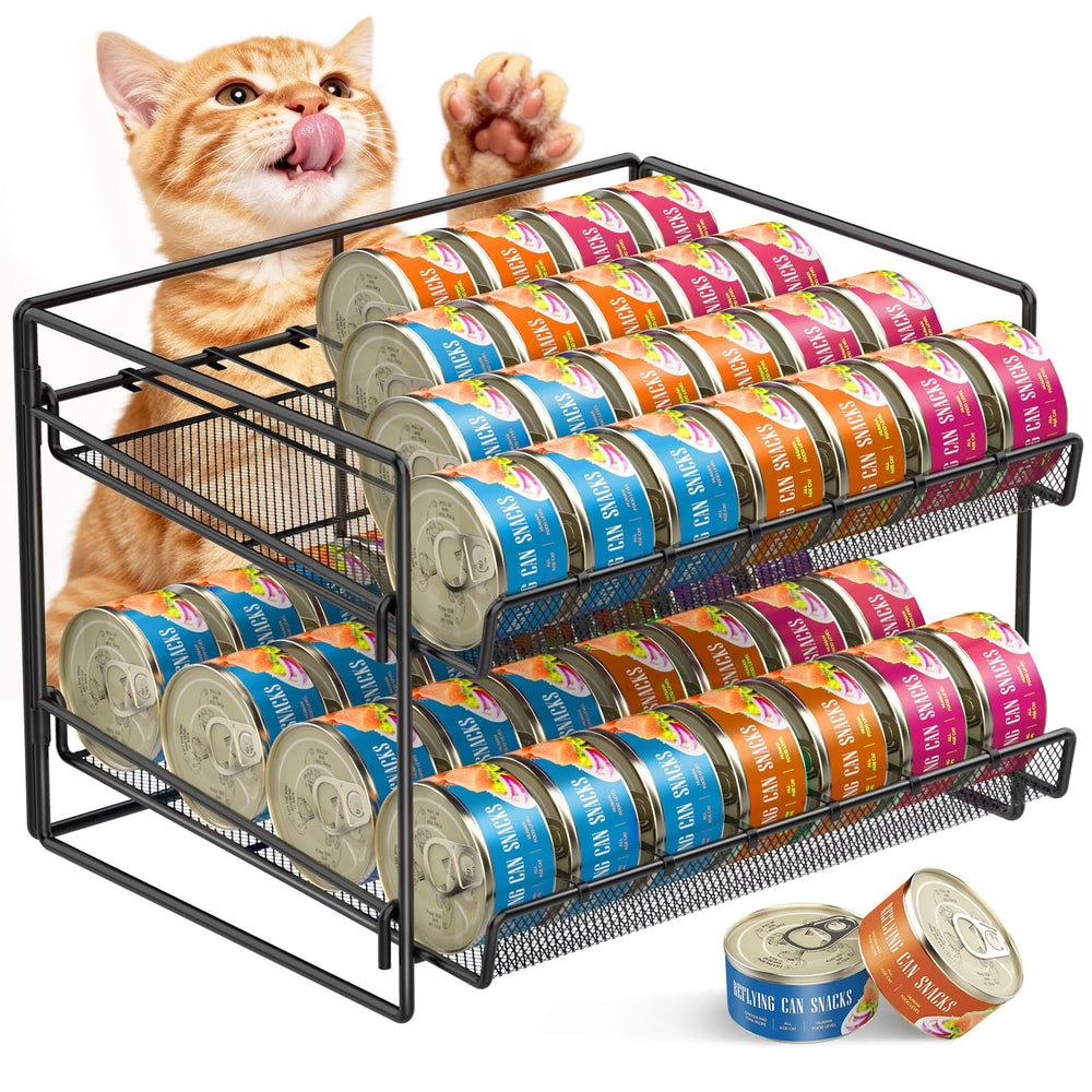 REFLYING 2 tier metal cat food can organizer provides sturdy storage for organized pantries