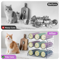 REFLYING cat can organizer on countertop demonstrates easy access and spill protection