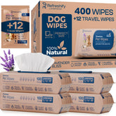 Refreshify dog wipes lavender-scented for paws and butt, gentle cleansing.