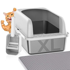 Refrze stainless steel litter box with lid for secure containment of curious cats