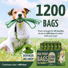 Reli 1,200-count biodegradable dog bags for bulk outdoor use.