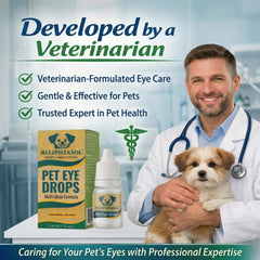 RELIPHTASOL dropper releasing gentle eye care drops for pets.