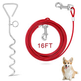 Relux 16ft red dog tie out cable for visible yard safety