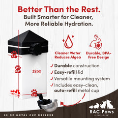 RentACoop auto-fill metal cup for steady water supply.