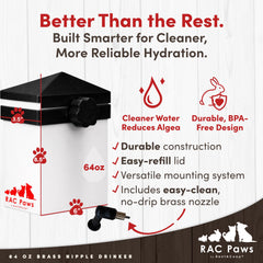 RentACoop Hutch Clip mount system secures the waterer to cages.