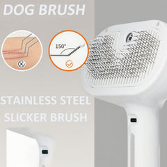 Renu Dog Brush self-cleaning steam demonstrates easy hair removal from bristles.