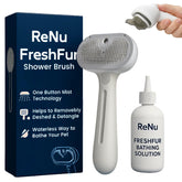 Renu FreshFur dog brush front view for comfortable grooming and efficient shedding control.