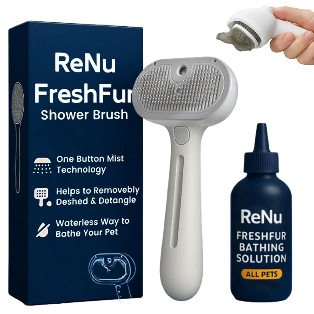 Renu FreshFur dog brush in action for easy shedding control